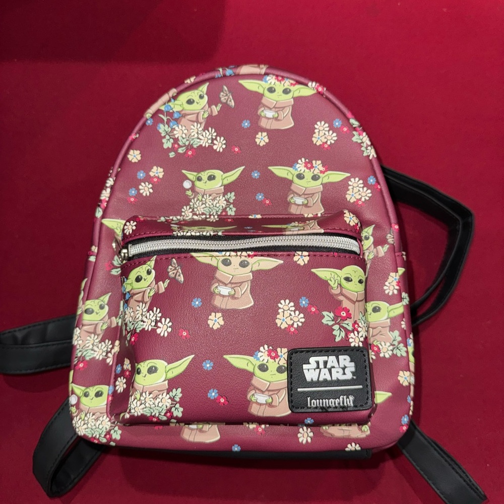 Loungefly Star Wars The Mandalorian Grogu and Flowers Mini Backpack